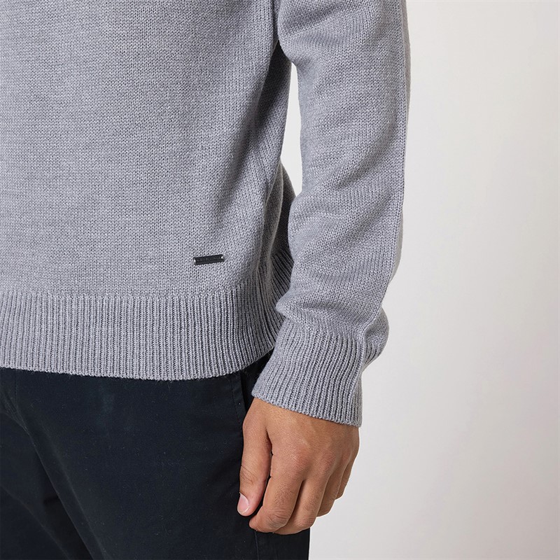 Closure London Mens Funnel Neck 1/2 Zip Jumper Mid Grey