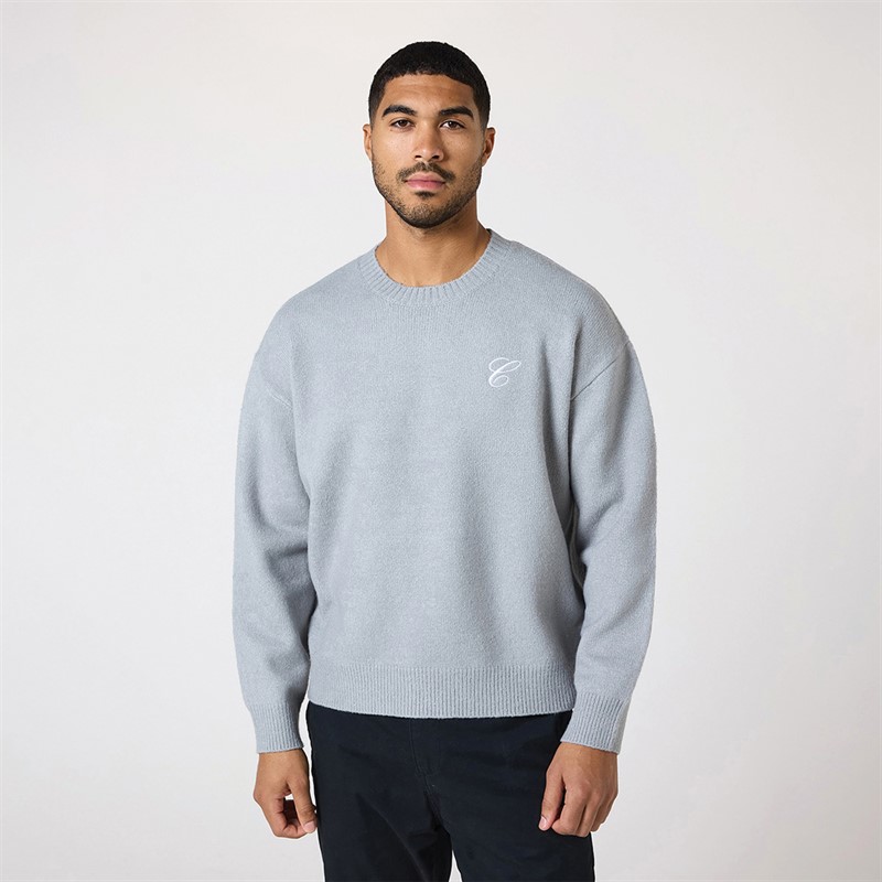 Closure London Mens Crew Neck Jumper Light Grey