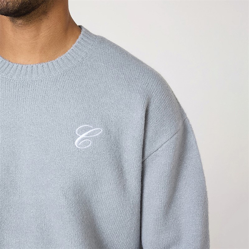 Closure London Mens Crew Neck Jumper Light Grey