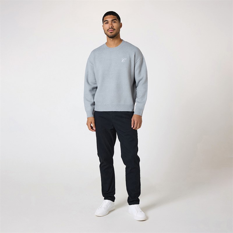 Closure London Mens Crew Neck Jumper Light Grey