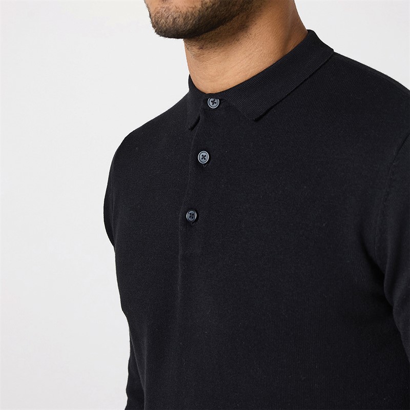 Closure London Mens Long Sleeve Polo Neck Jumper Black