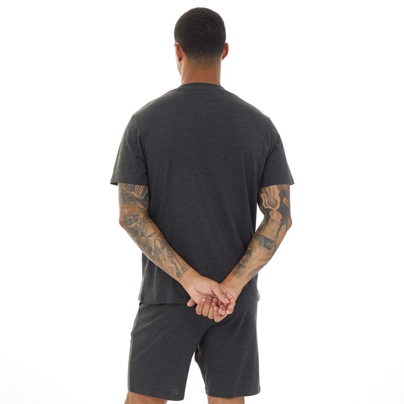 Closure London Mens T-Shirt And Shorts Loungewear Set Charcoal Marl