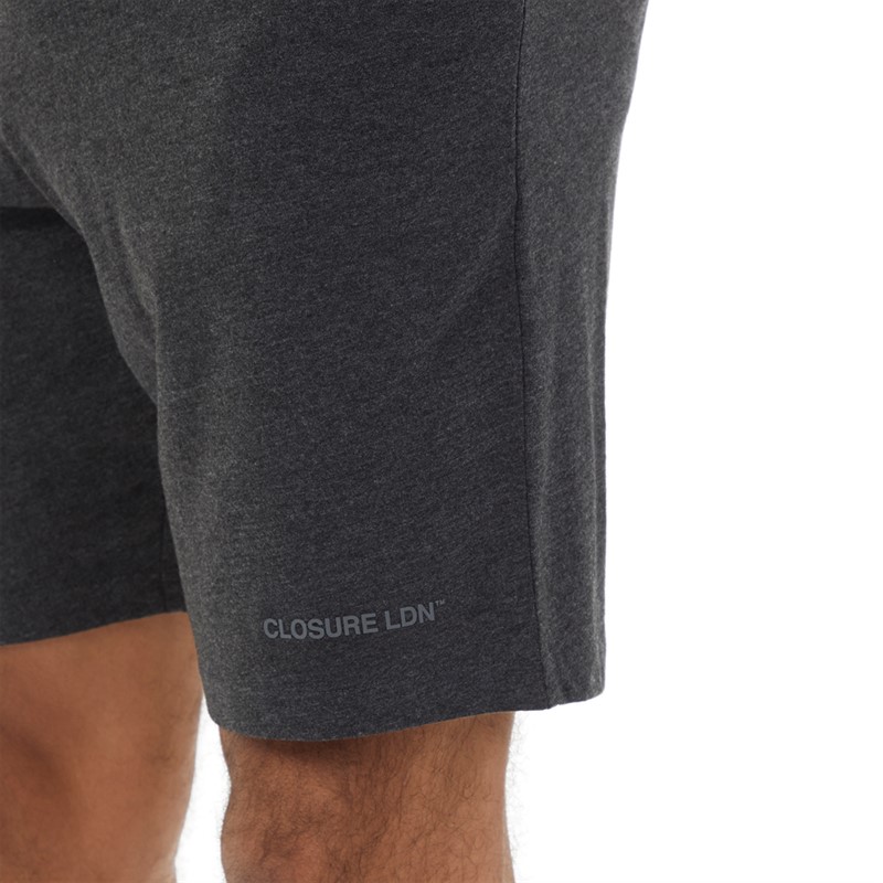 Closure London Mens T-Shirt And Shorts Loungewear Set Charcoal Marl