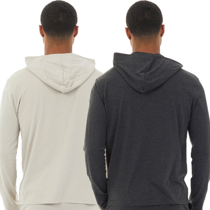 Closure London Mens Two Pack Loungewear Hoodie Sets Charcoal Marl/Stone