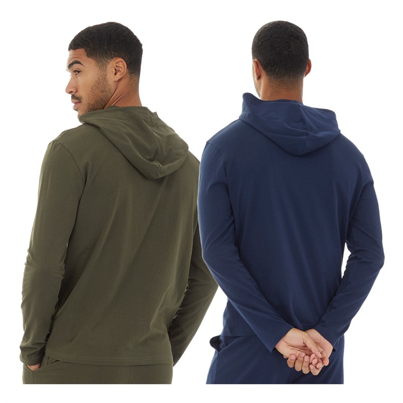 Closure London Mens Two Pack Loungewear Hoodies Navy/Khaki