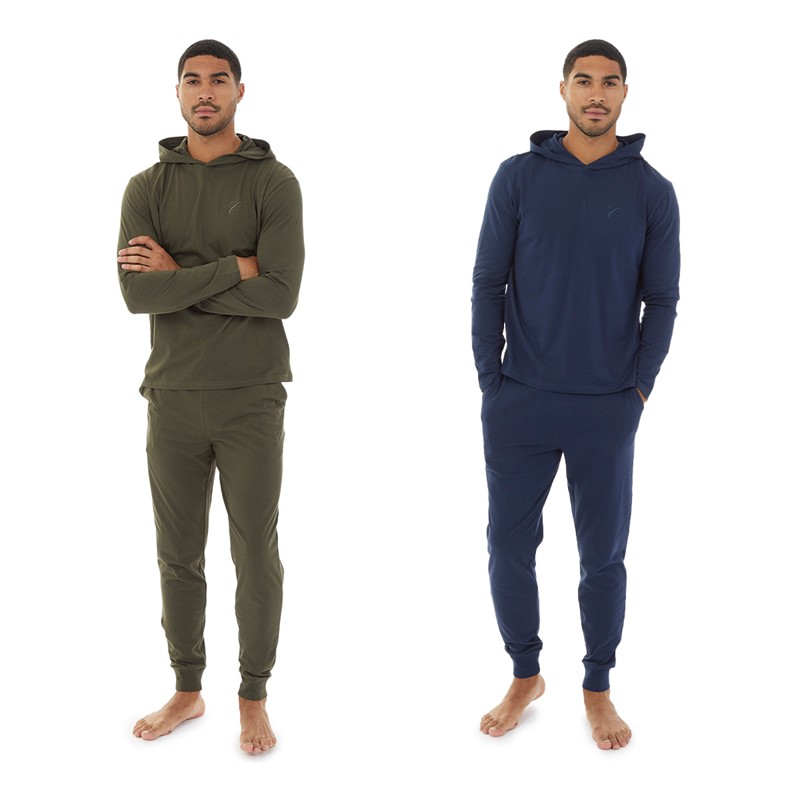 Closure London Mens Two Pack Loungewear Hoodies Navy/Khaki