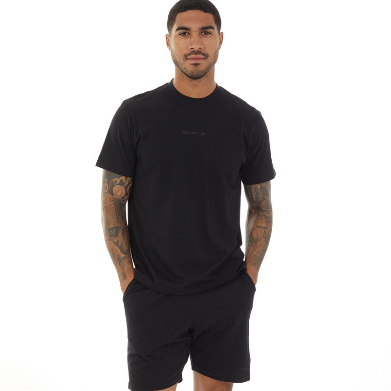 Closure London Mens T-Shirt And Shorts Loungewear Set Black