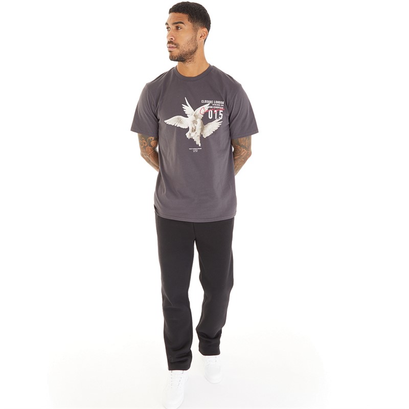 Closure London Mens Dove Logo Number T-Shirt Charcoal