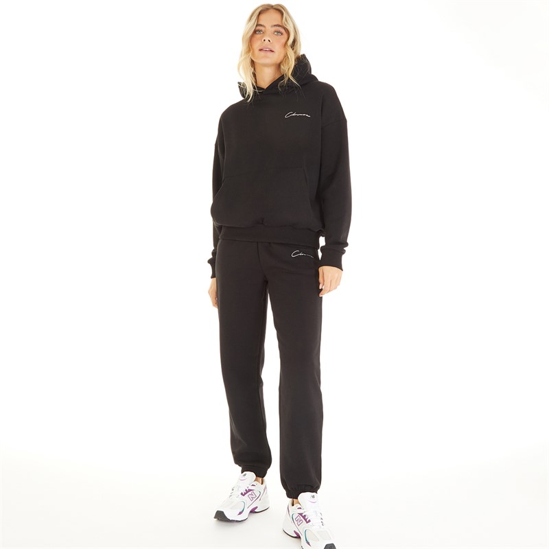 Closure London Womens Metallic Signature Branding Tracksuit Black