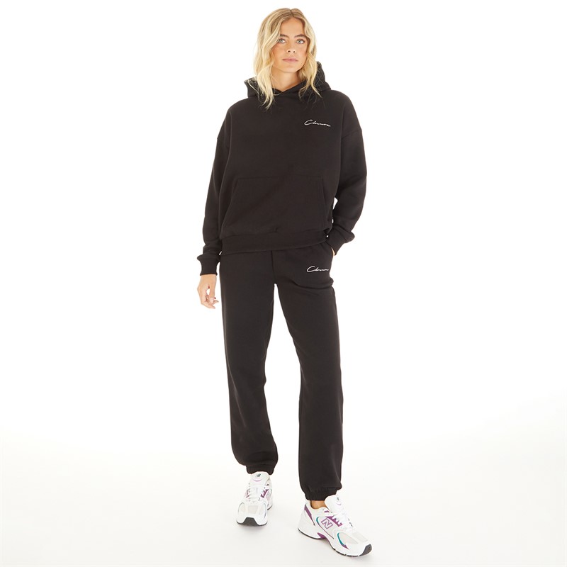 Closure London Womens Metallic Signature Branding Tracksuit Black