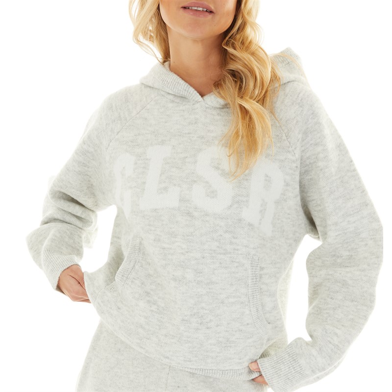 Closure London Womens Knitwear Hoodie And Pants Set Light Grey Marl