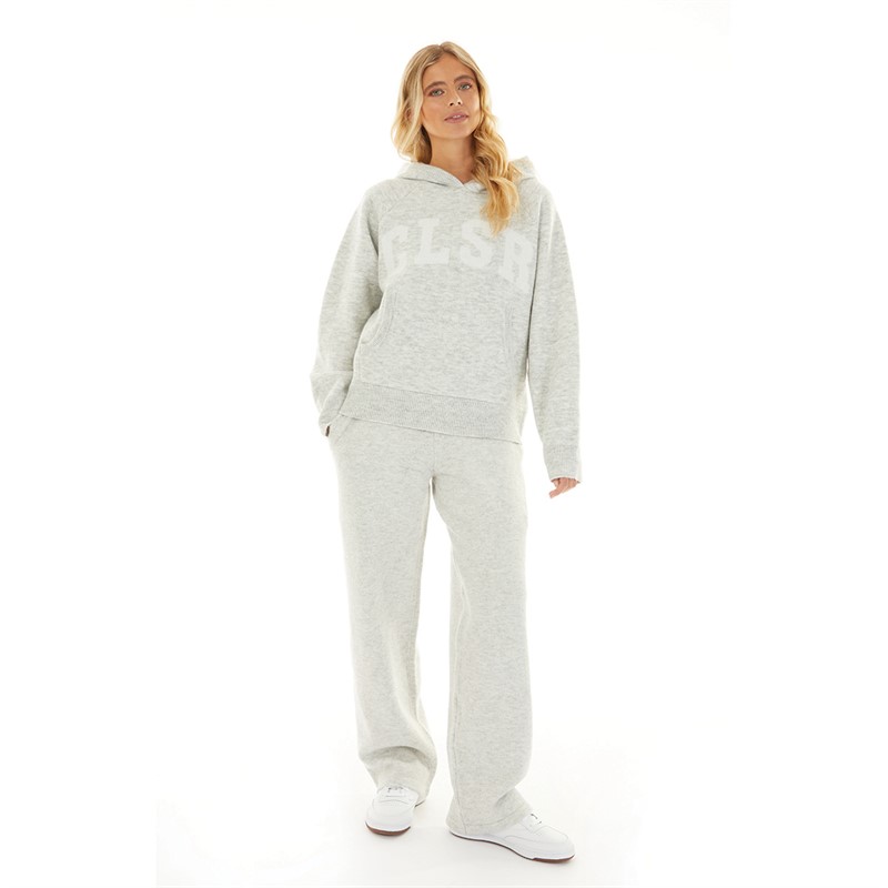 Closure London Womens Knitwear Hoodie And Pants Set Light Grey Marl