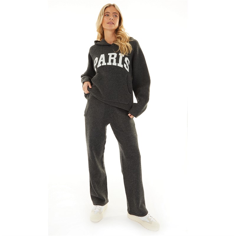 Closure London Womens Paris Knitwear Hoodie And Pants Set Charcoal Marl