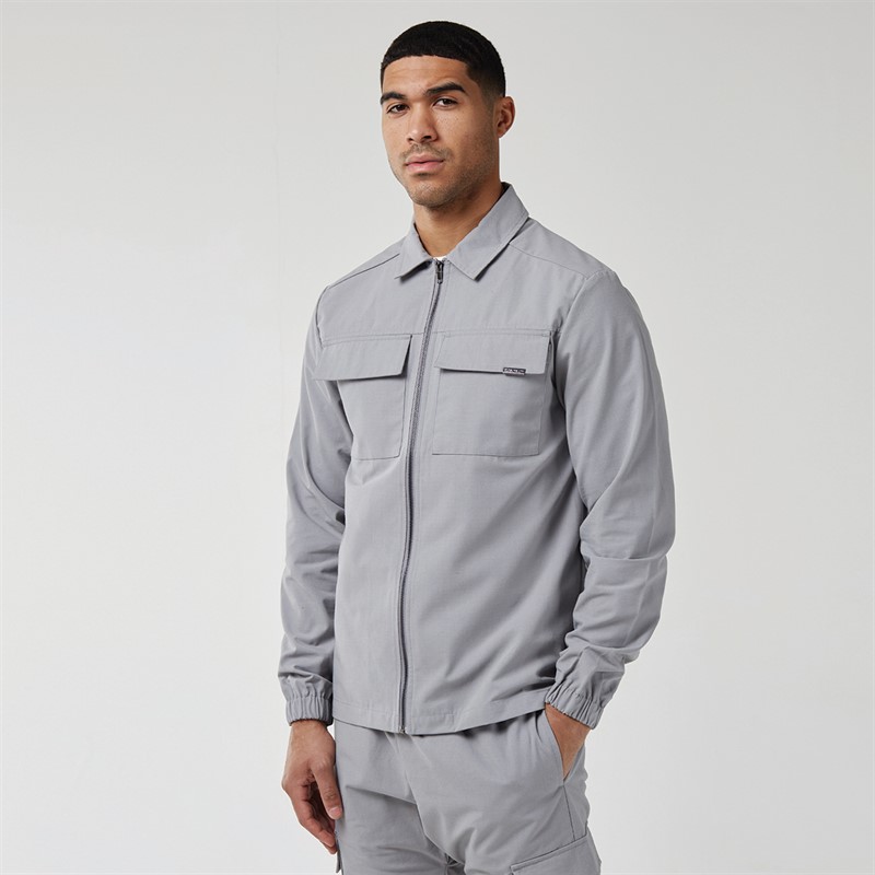 Closure London Mens Smart Utility Overshirt Ice Grey