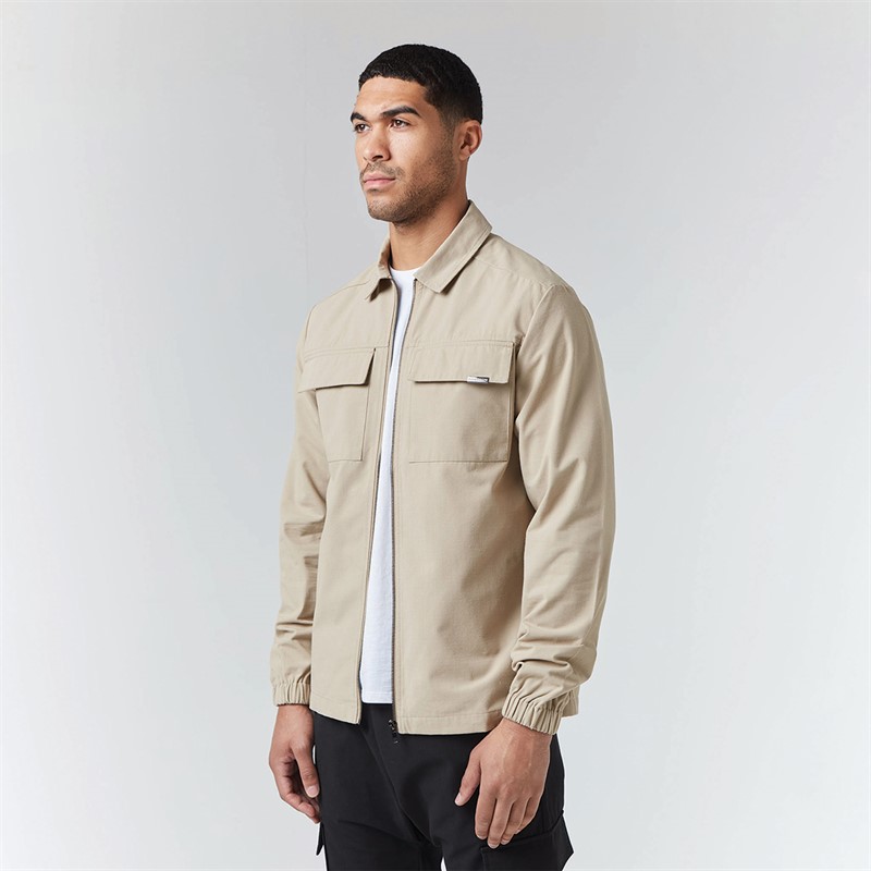 Closure London Mens Smart Utility Overshirt Sand