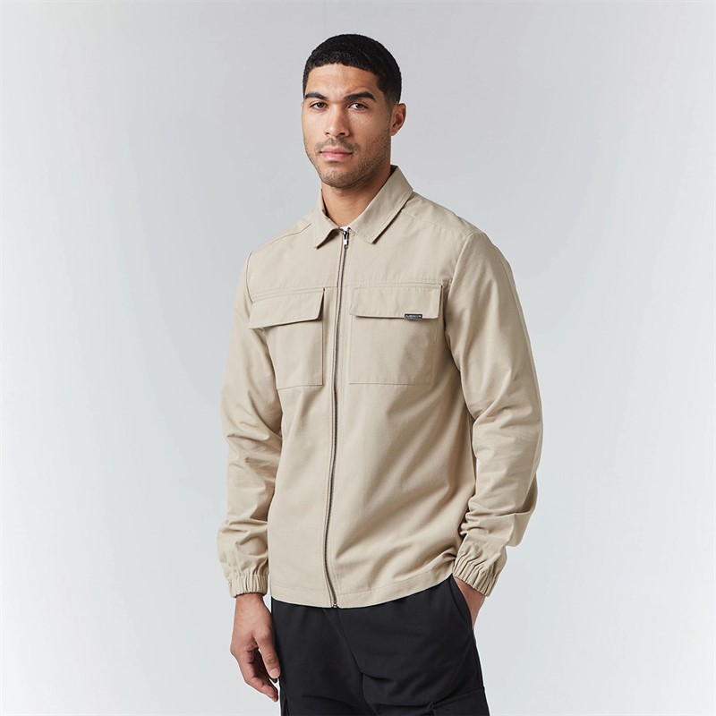 Closure London Mens Smart Utility Overshirt Sand