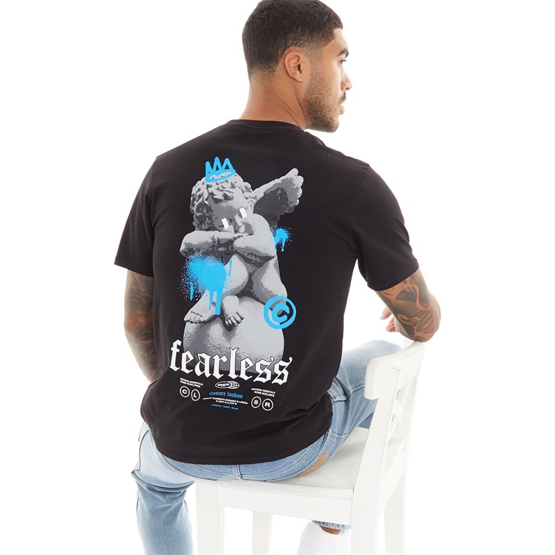 Closure London Mens Fearless Angel T-Shirt Black