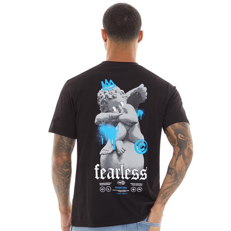 Closure London Mens Fearless Angel T-Shirt Black