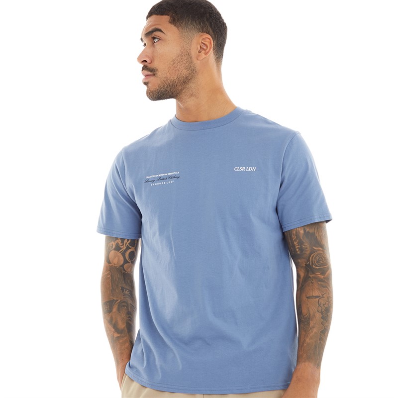 Closure London Mens Luxury T-Shirt Dusty Steel Blue