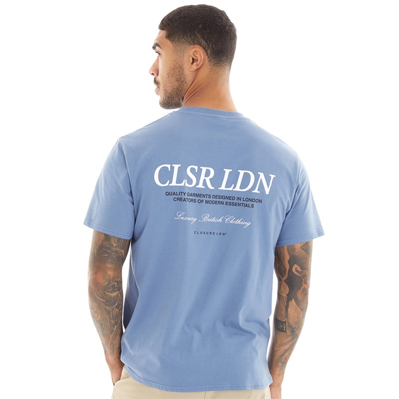 Closure London Mens Luxury T-Shirt Dusty Steel Blue