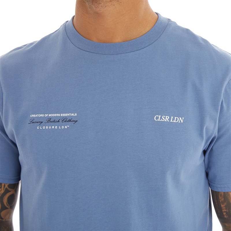 Closure London Mens Luxury T-Shirt Dusty Steel Blue