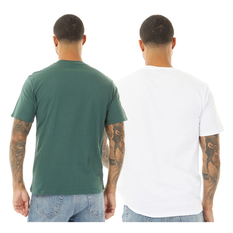 Closure London Mens Texy Teddy And Oval Two Pack T-Shirts White/Forest Green