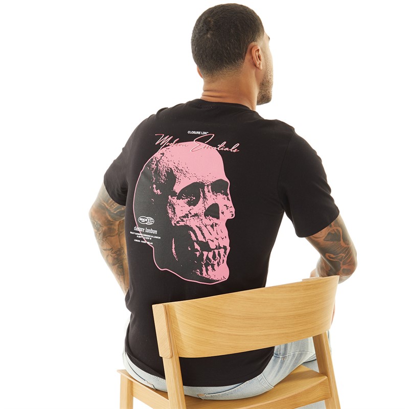 Closure London Mens Large Skull T-Shirts Black