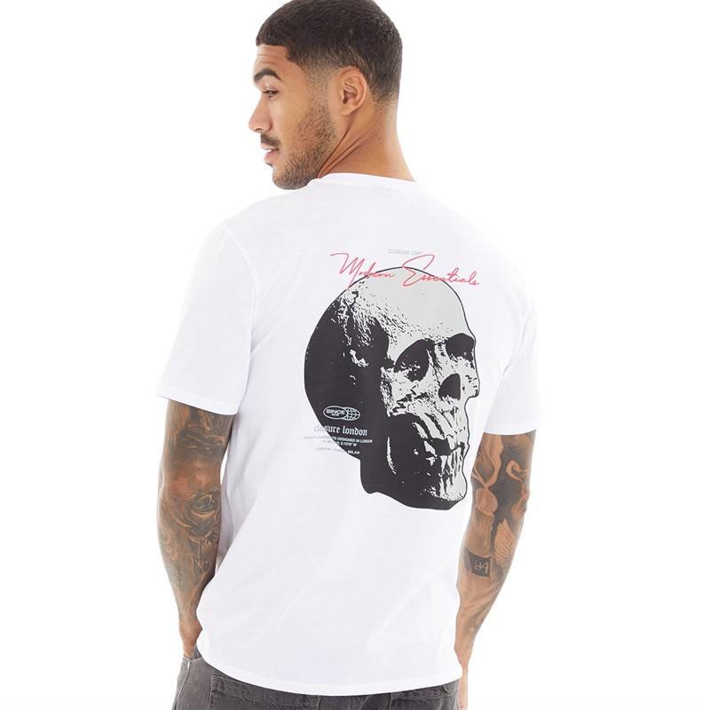 Closure London Mens Large Skull T-Shirt White