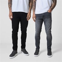 Closure London Mens Two Pack Slim Fit Denim Jeans Black 001/Grey Wash