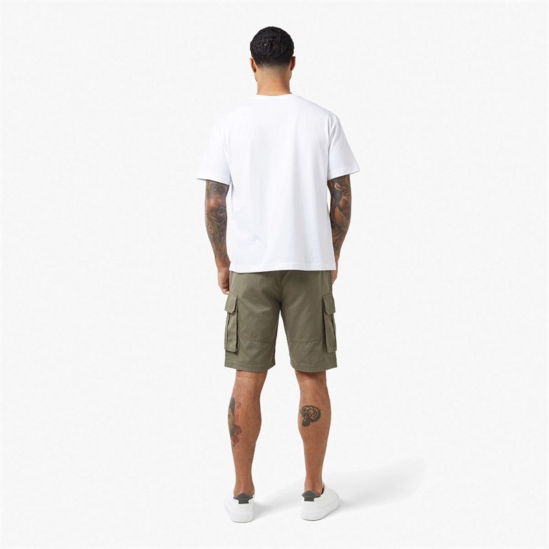 Closure London Mens Long Fit Utility Cargo Shorts Light Khaki