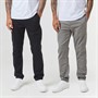 Closure London Mens Two Pack Classic Chino Pants Black/Dark Grey