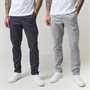 Closure London Mens Two Pack Classic Chino Pants Navy/Light Grey