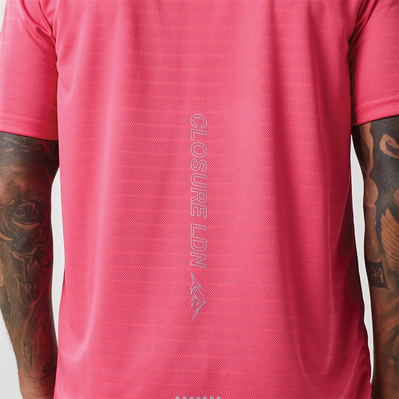 Closure London Mens Cut And Sew T-Shirt And Shorts Set Neon Pink/Charcoal