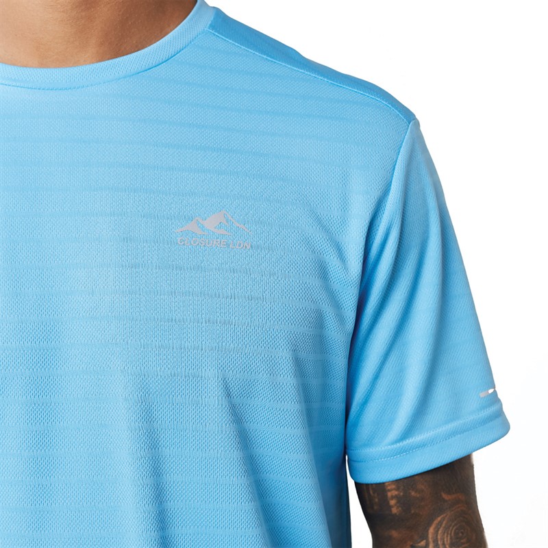 Closure London Mens Cut And Sew T-Shirt And Shorts Set Azure Blue/Mid Grey