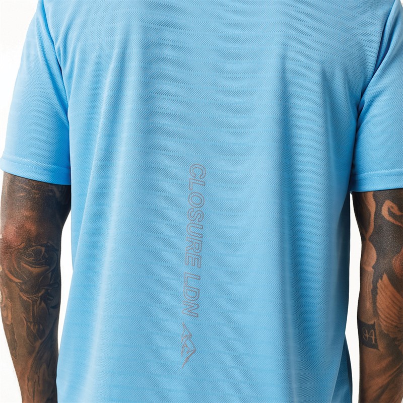 Closure London Mens Cut And Sew T-Shirt And Shorts Set Azure Blue/Mid Grey