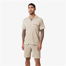 Closure London Mens Crinkle Shirt Twin Set Stone