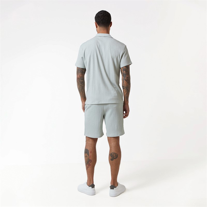 Closure London Mens Crinkle Shirt Twin-Set Dusky Mint