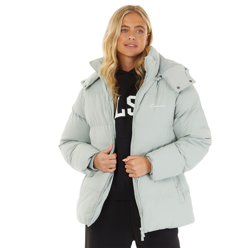 Closure London Womens Adjustable Waist Puffer Jacket Sage