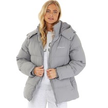 Closure London Womens Adjustable Waist Puffer Jacket Slate Grey