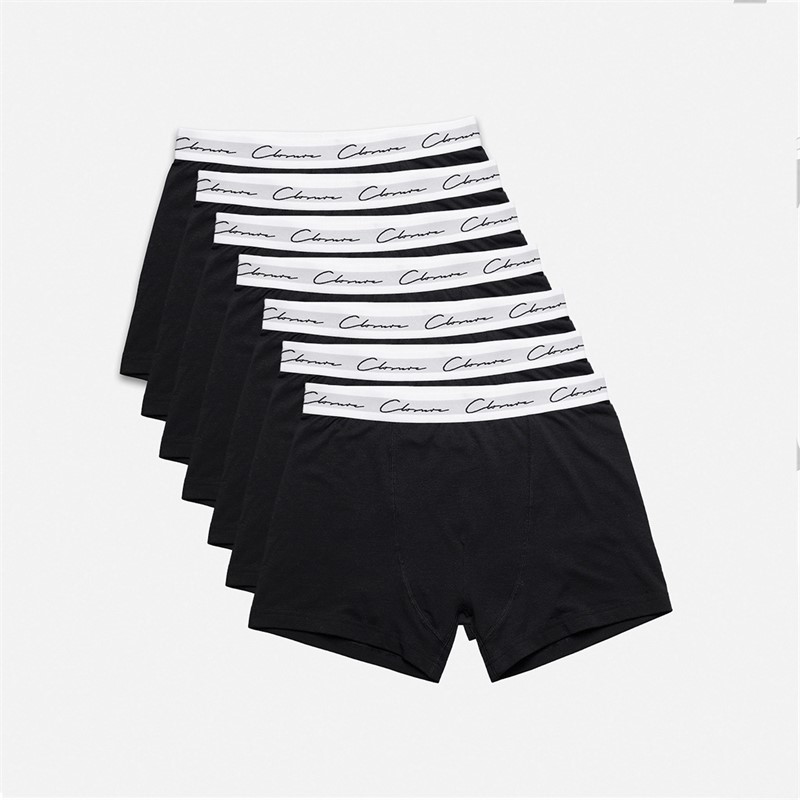 Closure London Mens Single Jersey Seven Pack Boxer Briefs Black