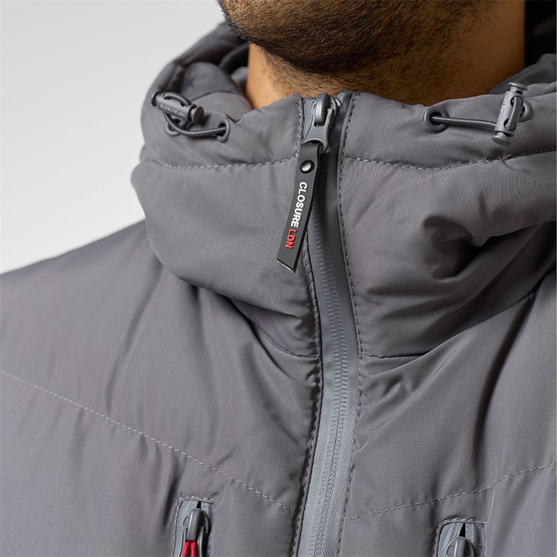 Closure London Herren Tech Logo Puffer Jacke Anthrazit