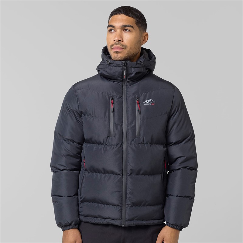 Closure London Herren Tech Logo Puffer Jacke Schwarz