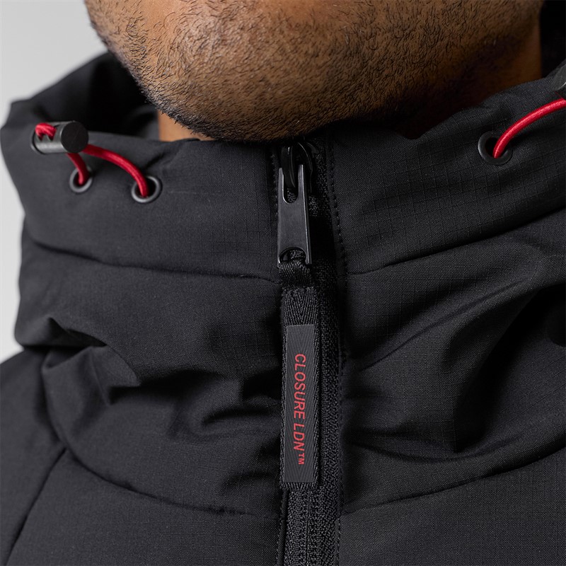 Closure London Mens Ripstop Racer Puffer Jacket Black