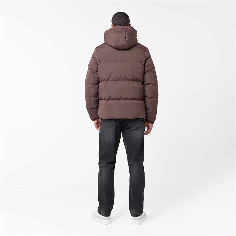 Closure London Mens Ripstop Racer Puffer Jacket Brown
