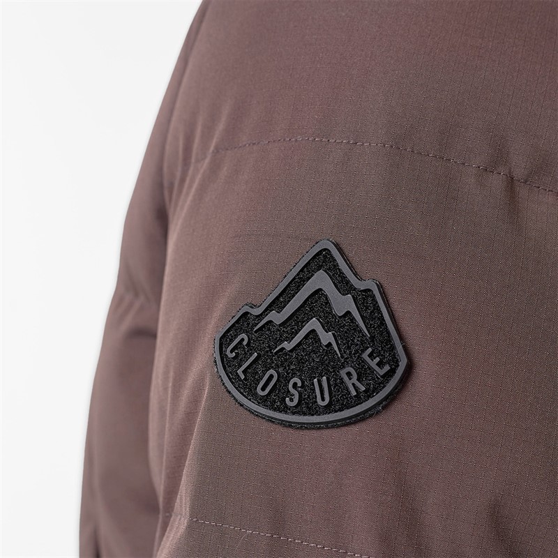 Closure London Mens Ripstop Racer Puffer Jacket Brown
