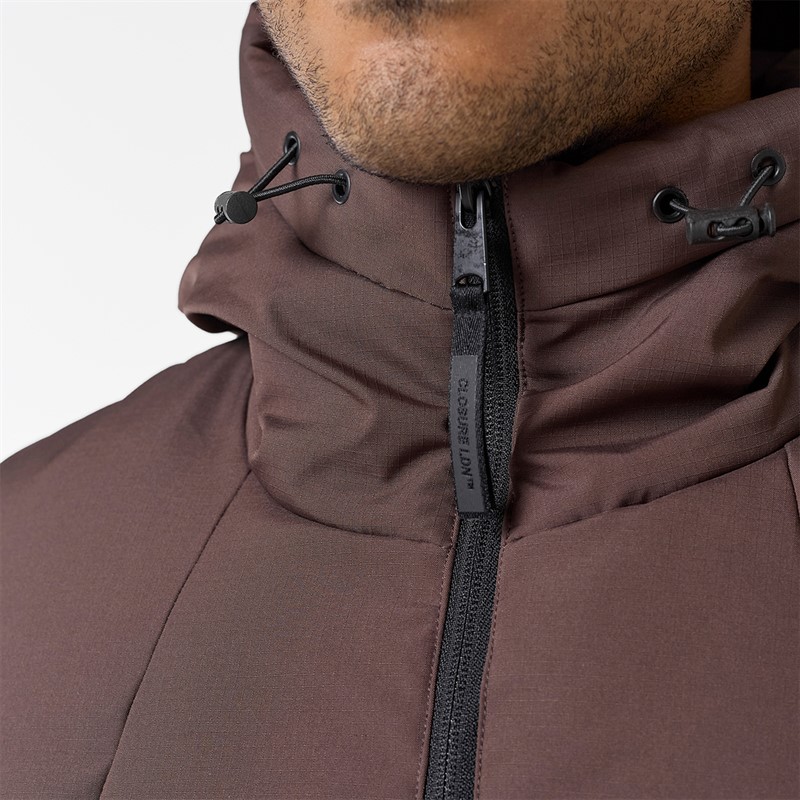 Closure London Mens Ripstop Racer Puffer Jacket Brown
