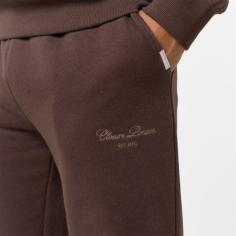 Closure London Mens Open Hem Tonal Signature Tracksuit Coffee