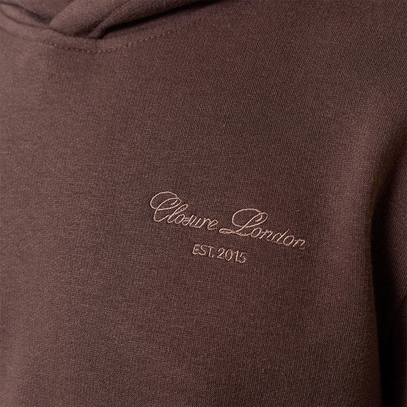 Closure London Mens Open Hem Tonal Signature Tracksuit Coffee