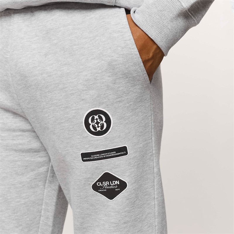 Closure London Mens Badge Tracksuit Light Marl