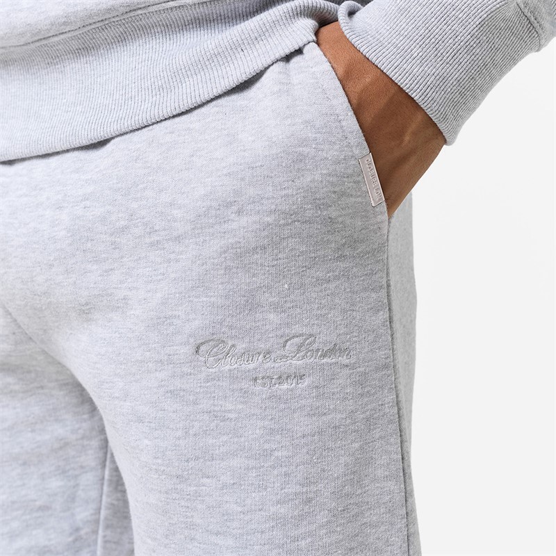 Closure London Mens Open Hem Tonal Signature Tracksuit Light Marl